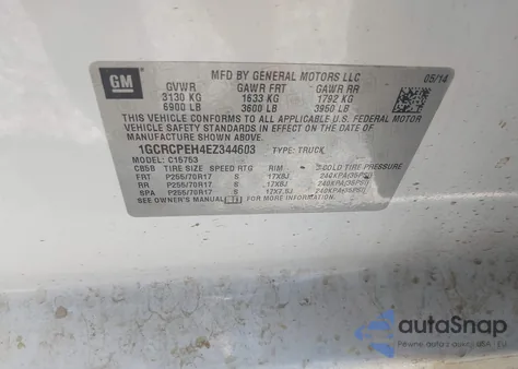 2014 Chevrolet Silverado 1500 Work Truck 2Wt from USA, damaged, VIN 1GCRCPEH4EZ344603